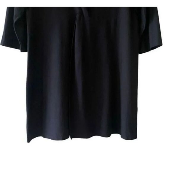 EILEEN FISHER Black Stretch Twist Front Split Long Rayon/Nylon Tunic SZ PL #1810 - Picture 3 of 11